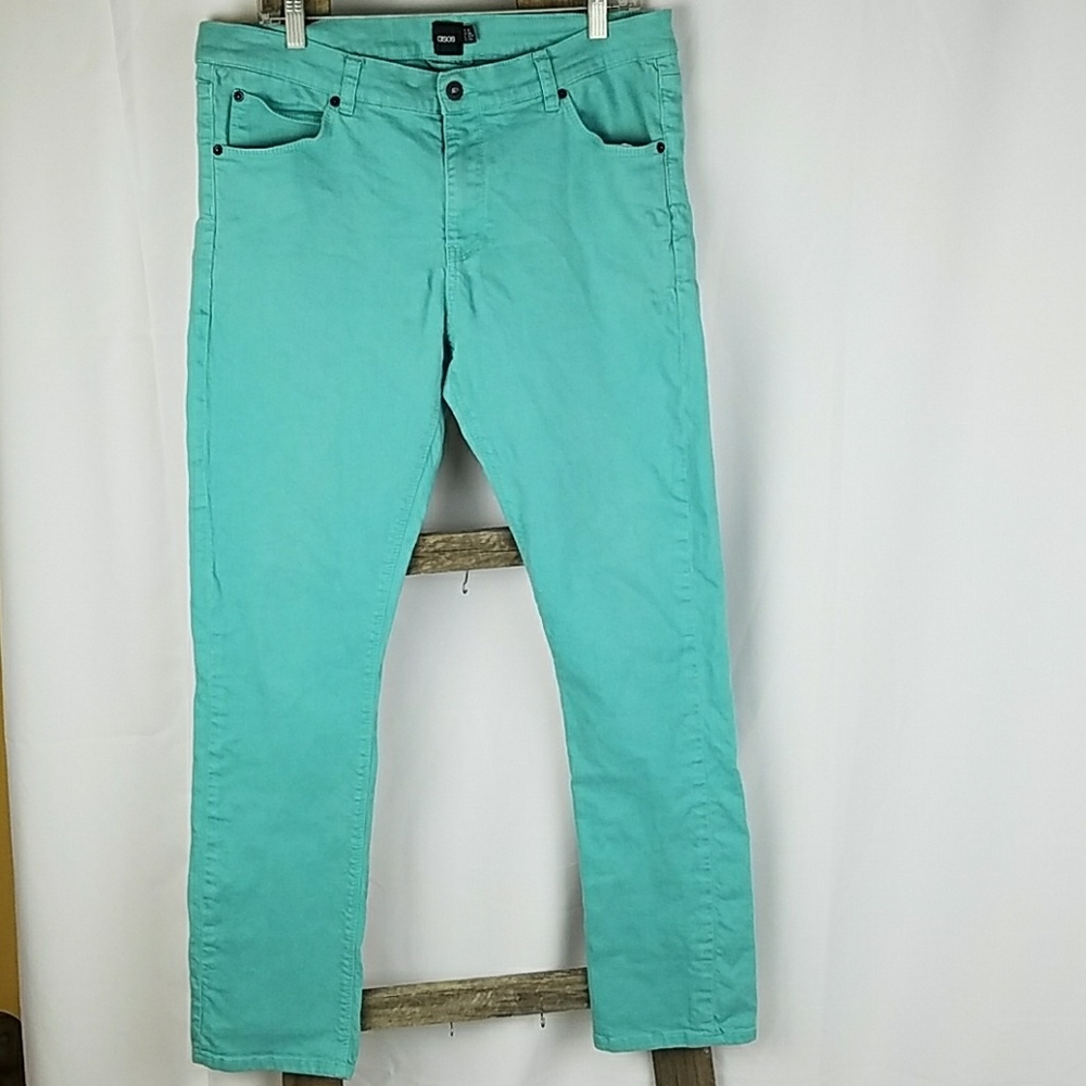ASOS‎ women size 36R straight leg jeans turquoise